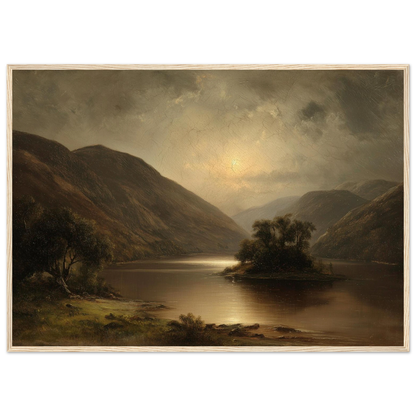 Moonrise over a Highland loch, framed landscape wall art