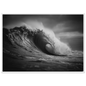 Monochrome ocean wave, framed in white