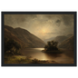 Moody Highland loch at moonrise, framed poster in a charcoal frame