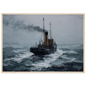 Clyde puffer in a storm, framed in light oak