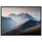 Scottish mountain ridges receding into mist, framed in charcoal