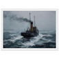 Puffer in heavy weather, print in a white frame with a wide mount