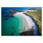 Machair and shell sand beach from above, print in a white frame