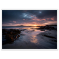 Coastal sunset seascape in a white frame with a mount