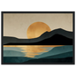 Bold teal and gold minimalist landscape print in a black frame