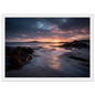 Coastal sunset at low tide in a white frame with a wide white mount