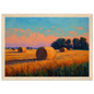 Impressionist harvest scene, framed in pale oak with a wide mount