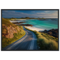 Isle of Harris coastal road and turquoise sea, framed in dark grey