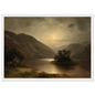Classical Scottish loch painting in a white frame