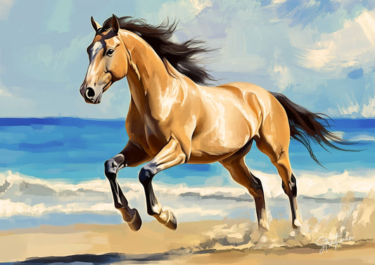 Galloping Horse on Beach