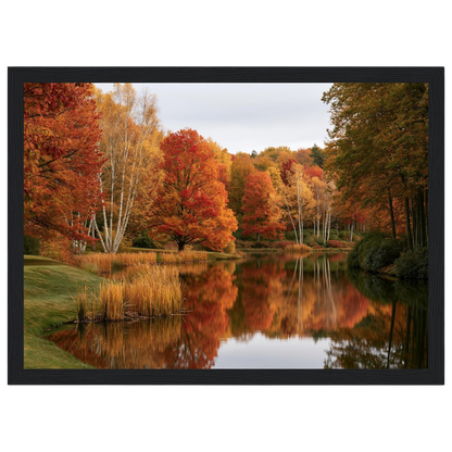 Autumn on the Lake, print in a black frame
