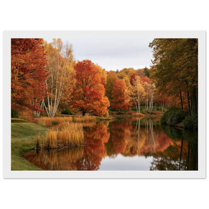 Autumn on the Lake, print in a white frame