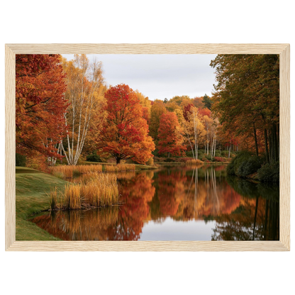 Autumn on the Lake, print in a natural wood frame