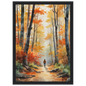 Autumn Woodland Path, print in a black frame