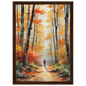 Autumn Woodland Path, print in a dark wood frame