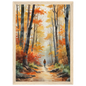 Autumn Woodland Path, print in a natural wood frame