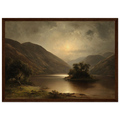 Romantic Highland landscape in a dark mahogany frame