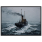 Clyde puffer in heavy swell, print in a dark grey frame