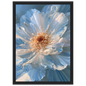 Blue impasto flower, print in a black frame
