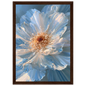 Blue impasto flower, print in a dark wood frame