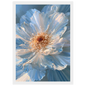 Blue impasto flower, print in a white frame