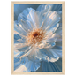 Blue impasto flower, print in a natural wood frame