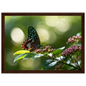 Butterfly on Pink Blossom, print in a dark wood frame