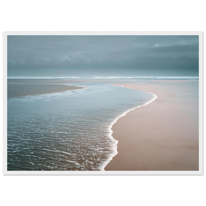 Minimalist beach and foam edge, print in a white frame