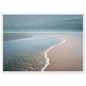 Minimalist beach and foam edge, print in a white frame