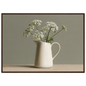 White cow parsley in a cream jug against a soft sage wall, print in a dark wood frame