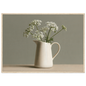 White cow parsley in a cream jug against a soft sage wall, print in a natural wood frame