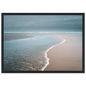 Minimalist tide line scene, print in a dark grey frame