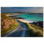 Isle of Harris beach road with marram grass, print in a dark frame