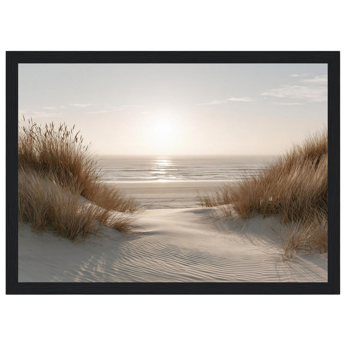 Dune path to the sea, print in a black frame