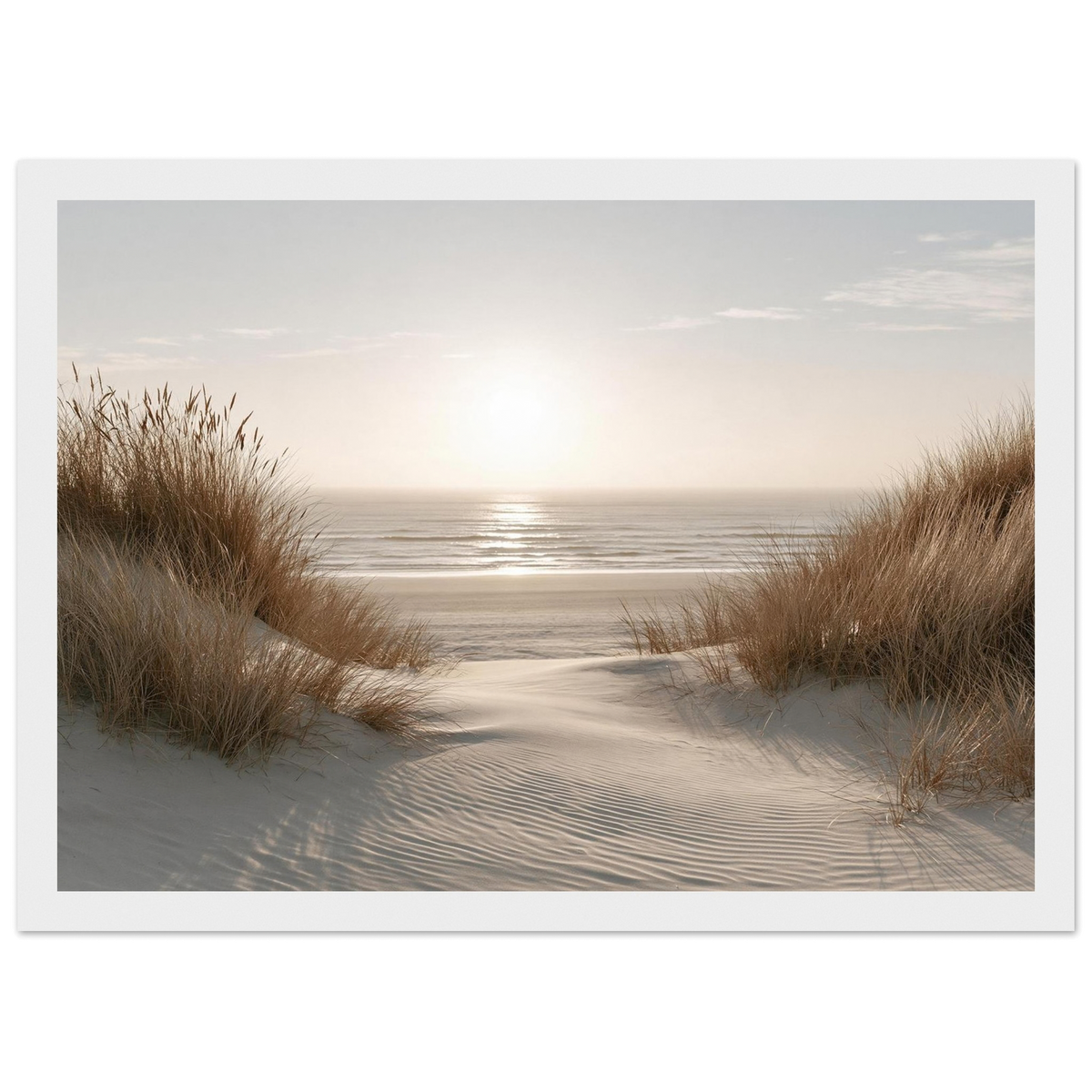 Dune path to the sea, print in a white frame