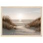 Dune path to the sea, print in a natural wood frame