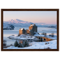 Eilean Donan Castle at Winter Dawn, print in a dark wood frame