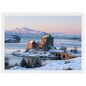 Eilean Donan Castle at Winter Dawn, print in a white frame