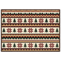 Fair Isle knitting pattern in oxblood, pine and ochre, print in a dark wood frame