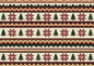 A repeating Fair Isle knitting pattern of eight-point stars, small conifers and zigzag bands in oxblood, deep pine and ochre on undyed cream