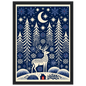 Folk-art winter glen, print in a black frame