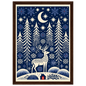 Folk-art winter glen, print in a dark wood frame