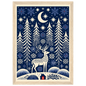 Folk-art winter glen, print in a natural wood frame