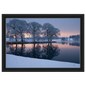 Frozen lake at first light, canvas in a black frame