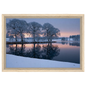 Frozen lake at first light, canvas in a natural wood frame