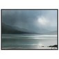 Glen dissolving in rain over a Highland loch, print in a black frame