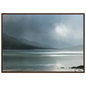 Glen dissolving in rain over a Highland loch, print in a dark wood frame