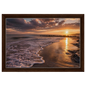 Golden beach sunset, canvas in a dark wood frame