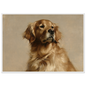 A Golden Retriever oil portrait, print in a white frame
