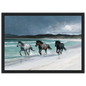 Horses on a Hebridean beach, print in a black frame